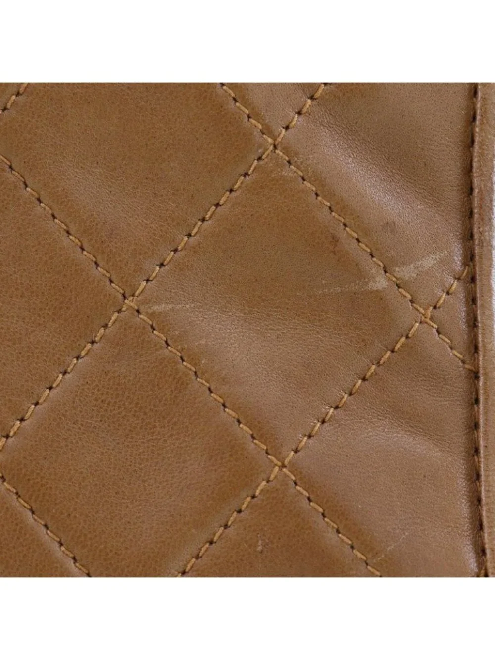 Chanel Quilted Plastic Handle Vintage Lambskin Beige Handbag